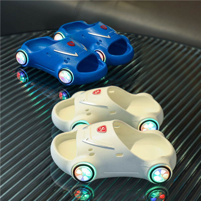 Kids Glowing Catoon Car Slippers Anti Slip Boys Girls Luminous Summer Beach Shoes Season Prestige
