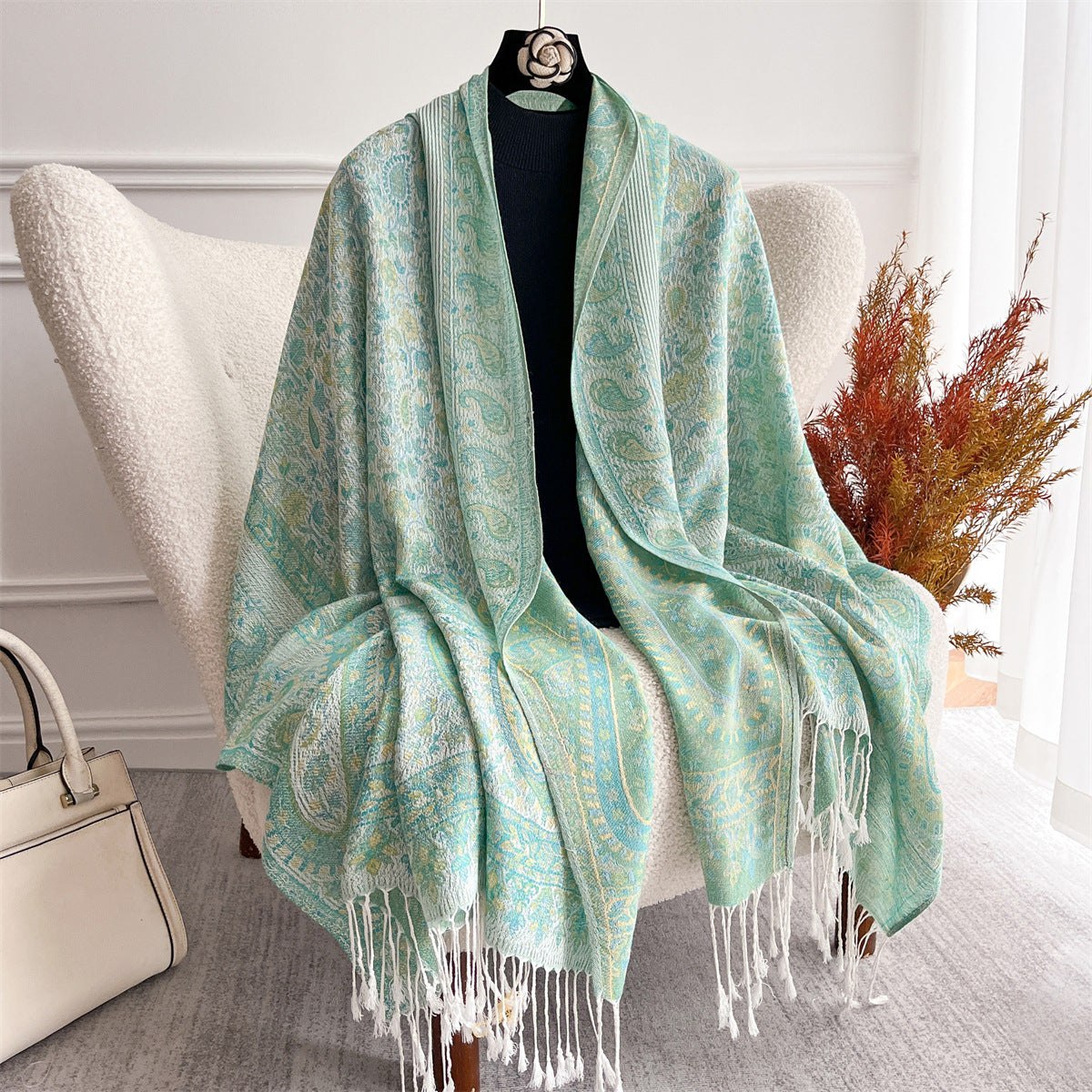 The Heritage Jacquard Wrap | Signature Faux Cashmere
