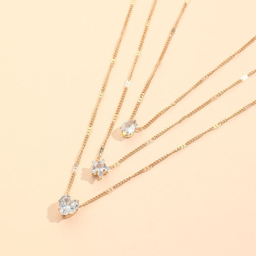 Multi-layer Five-pointed Star Love Water Drop Pendant