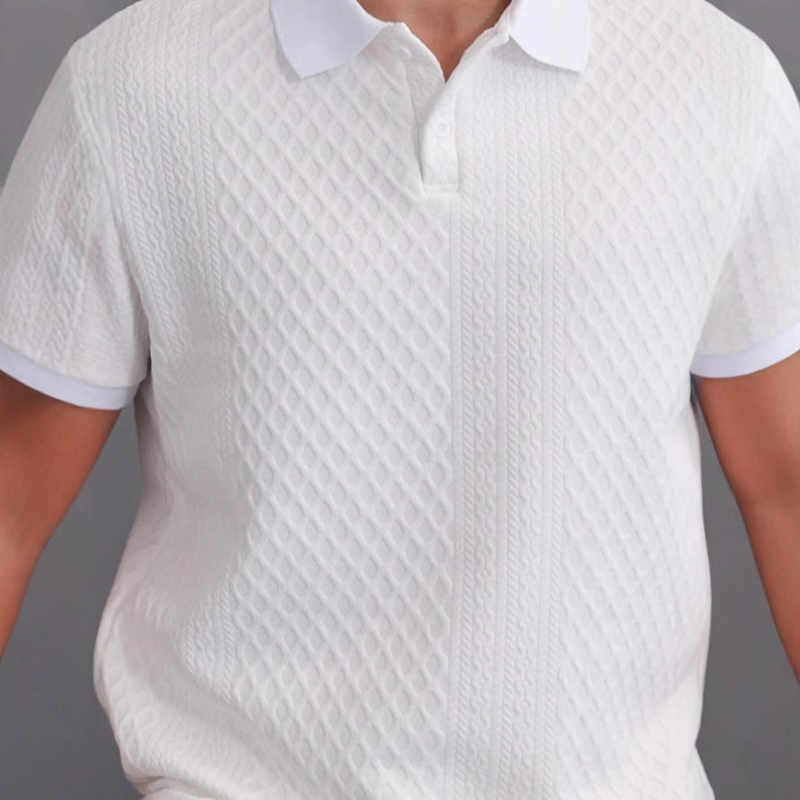 Jacquard Short-Sleeve Polo | Men's Textured T-Shirt
