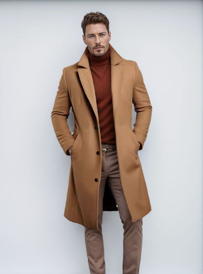 Mid-length Autumn And Winter Woolen Coat For Men