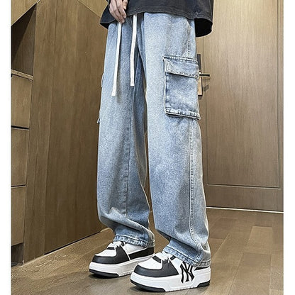 Trendy Retro Style Workwear Jeans For Men