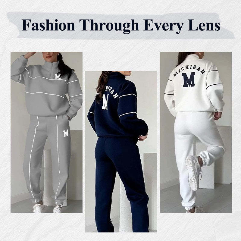 Womens 2 Piece Outfits Lounge Hoodless Pullover Sweatsuit Sets Sweatshirt Baggy Fashion Sweatpants With Pockets