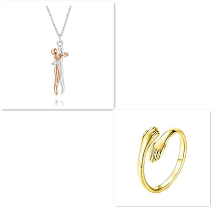 Love Hug Necklace Unisex Men Women Couple Jewelry Chain Valentines Day Gift