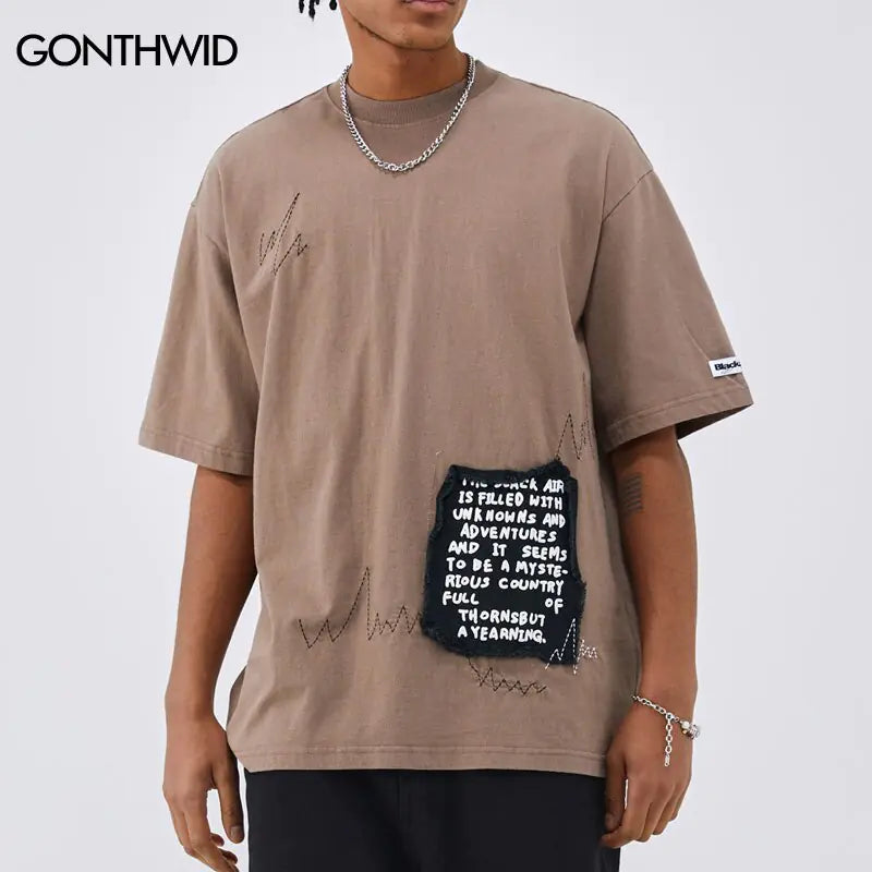 Y2K Hip Hop Patch Oversize T-Shirt For men