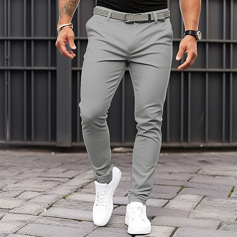 Men's Zipper Business Casual Slim-fitting Trousers Season Prestige