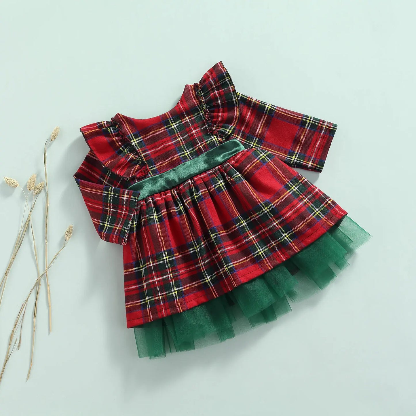 Girls Kids Red Checkered Bow Christmas Dress - Season Prestige