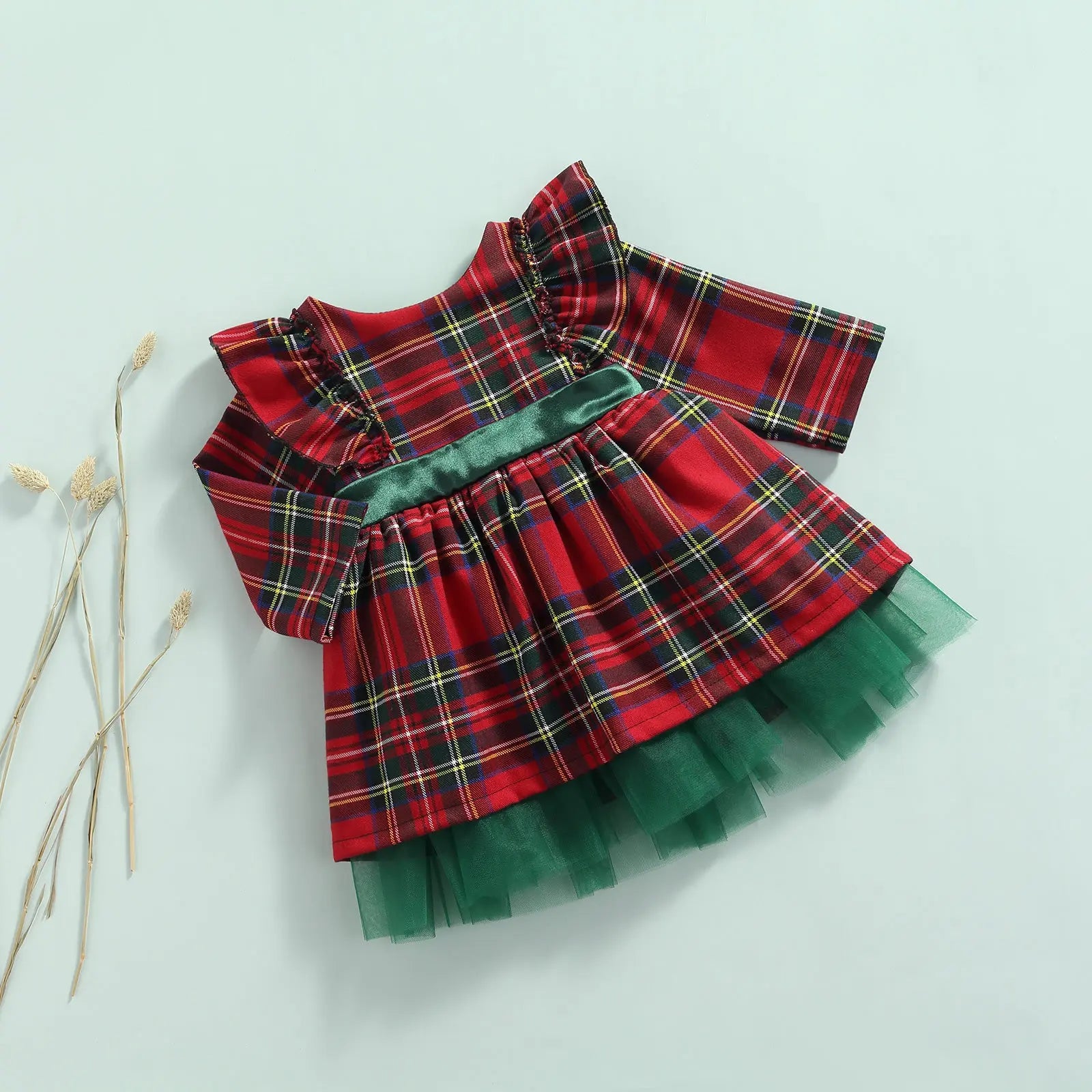 Girls Kids Red Checkered Bow Christmas Dress - Season Prestige