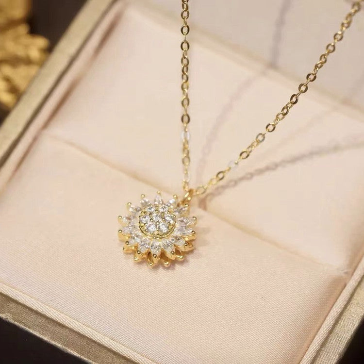 Sunflower Necklace with Diamonds Women Season Prestige