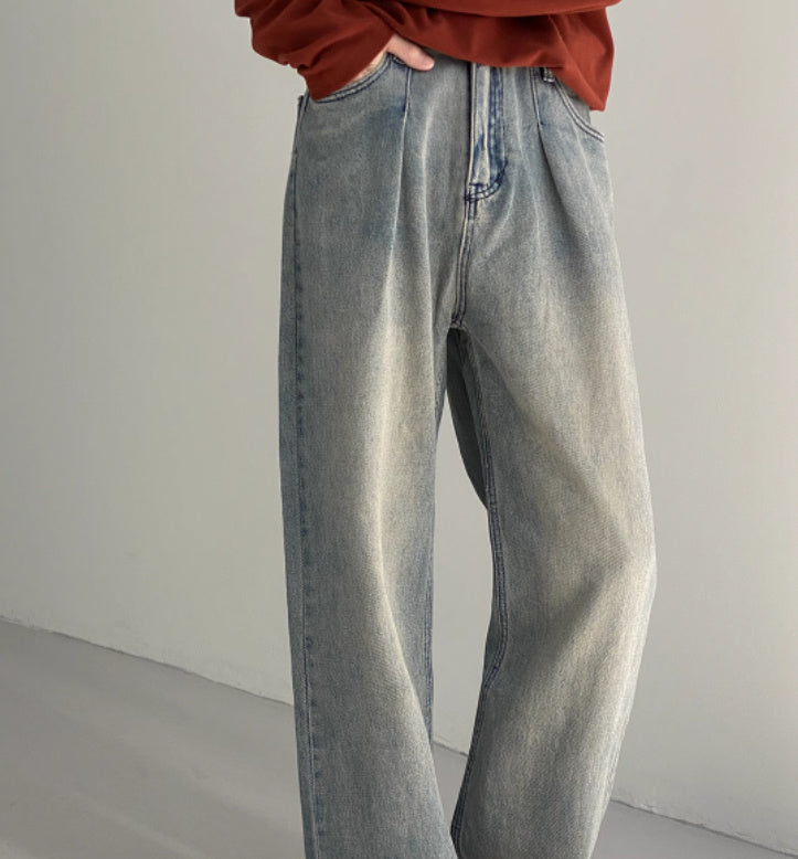 Distressed Blue Jeans Men's Washed-out Vintage pants