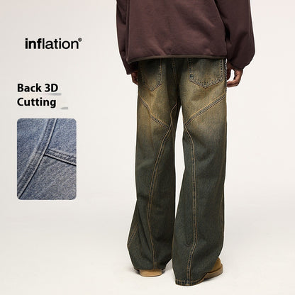 Washed Cut Wide Leg Jeans For Men