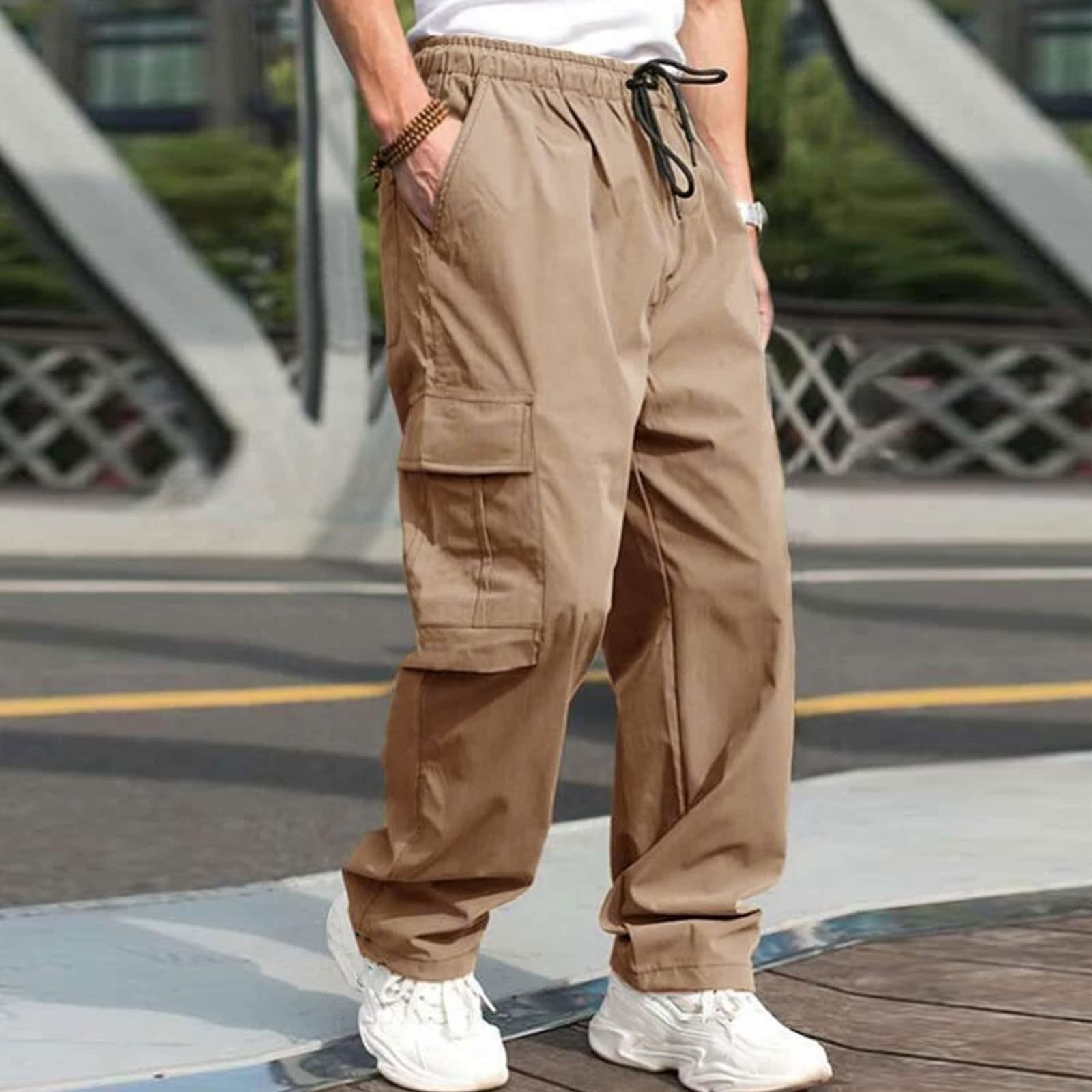 Cargo Pants For Men-Loose Straight Drawstring Trousers Season Prestige