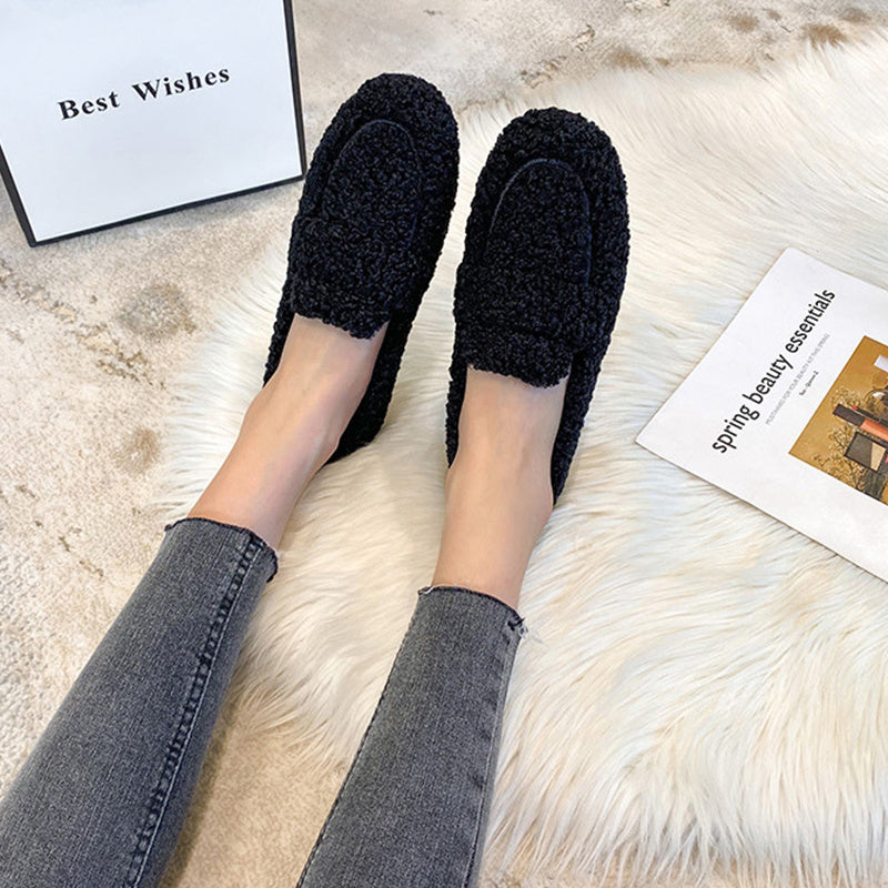 Warm Winter Plush Slip On Loafers Women's home shoes