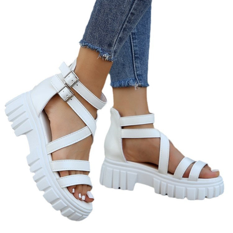 Damen Aria Hollow-Out Plateau Römersandalen