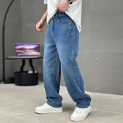 Men's Wide-leg Straight Jeans Trousers Casual Long Pants