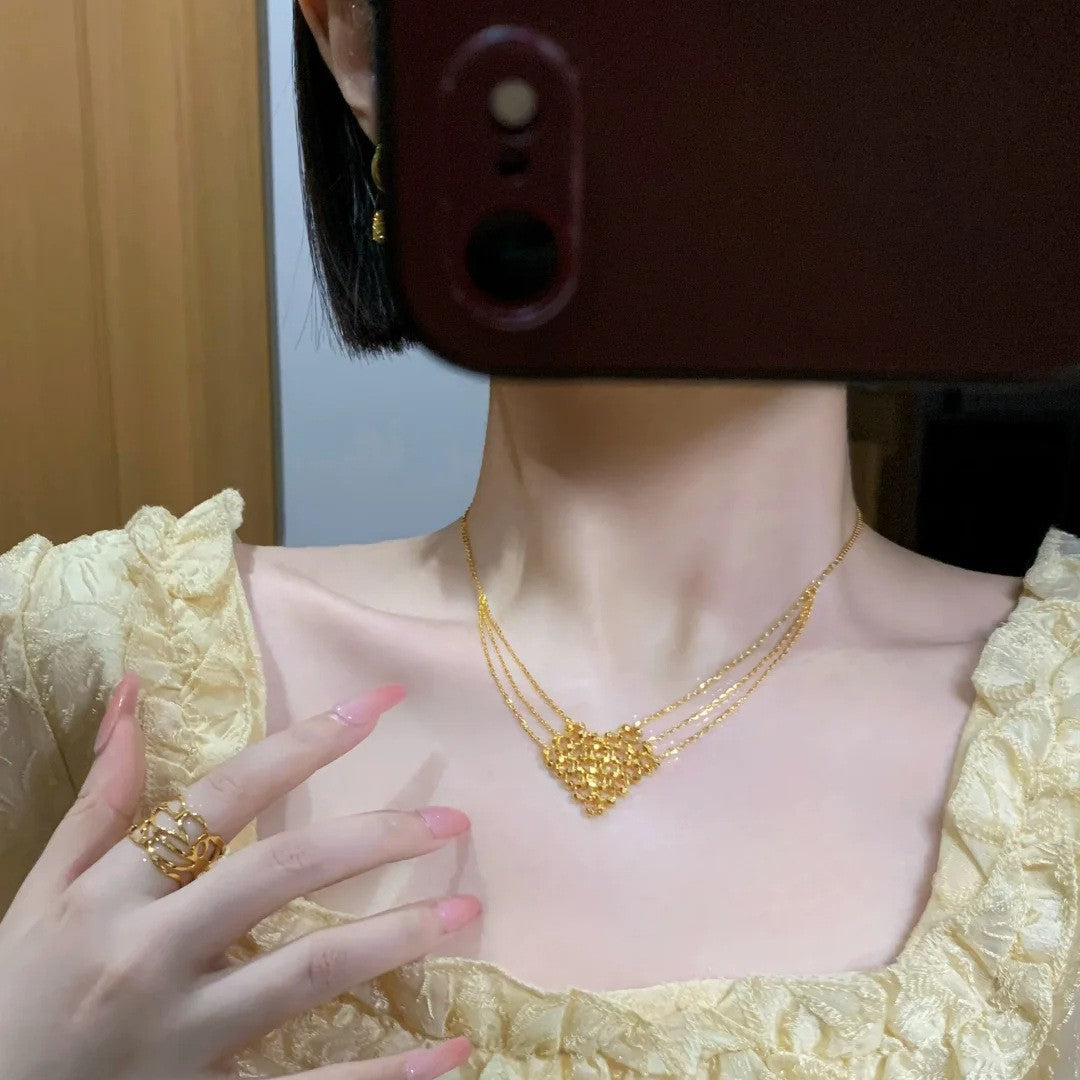 Bling-bling Disco Bead Heart Necklace