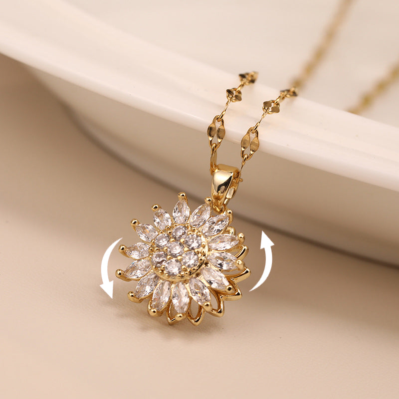 Sunflower Necklace with Diamonds Women Season Prestige