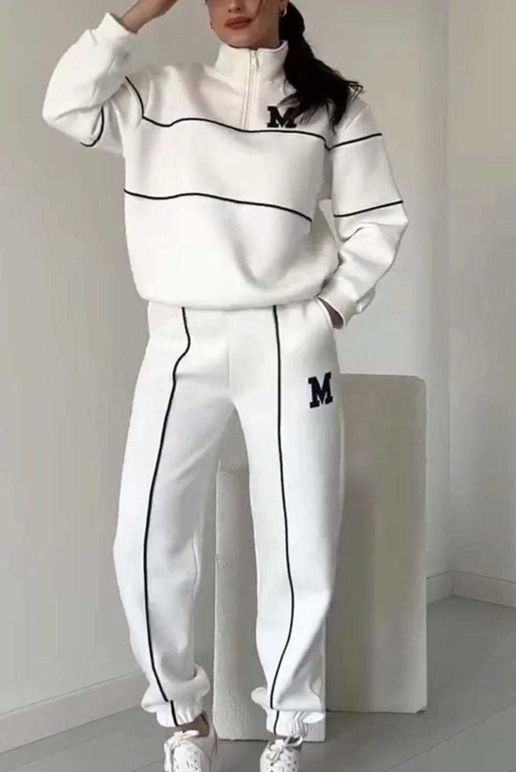 Seasonprestige Hoodless Pullover Sweatsuit Sets With Pockets Women