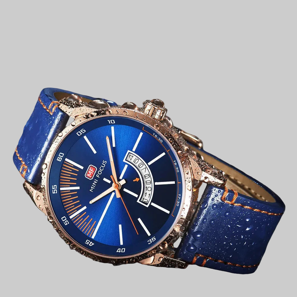 Detail of the luminous hands and calendar aperture on The Sovereign  Chrono - Season Prestige 