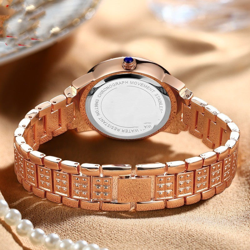 Womens Elegant Sparkling Quartz Watch With Diamonds