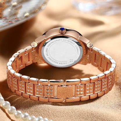 Womens Elegant Sparkling Quartz Watch With Diamonds