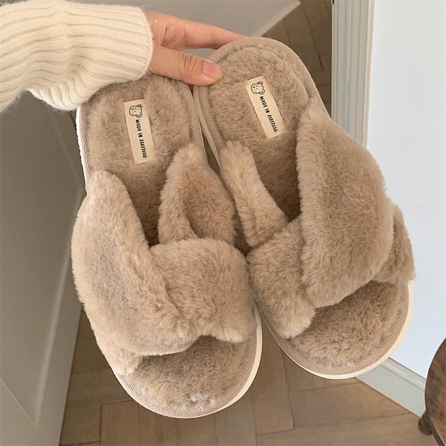 Heart Love Fluffy Fur Slippers Season Prestige