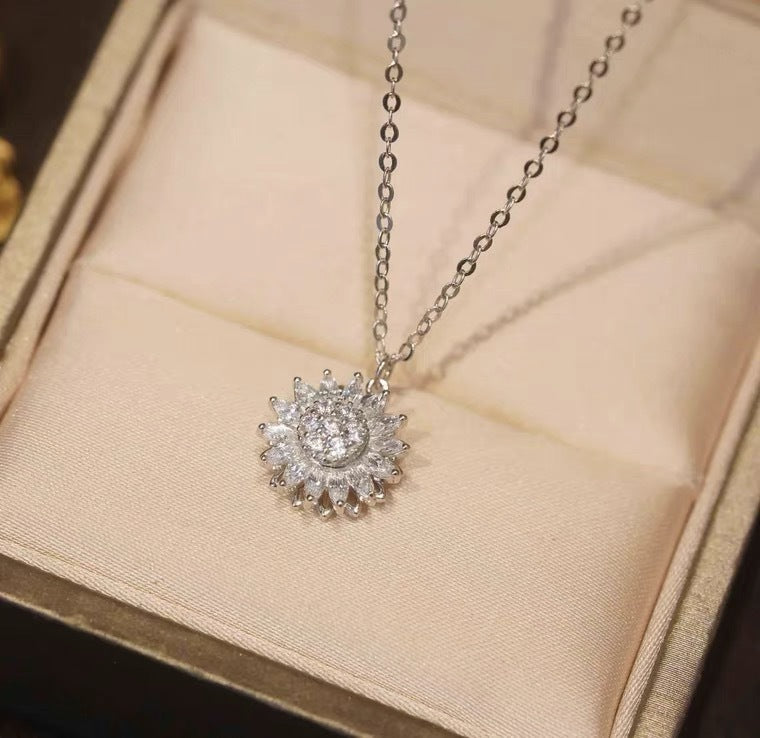 Sunflower Necklace with Diamonds Women Season Prestige