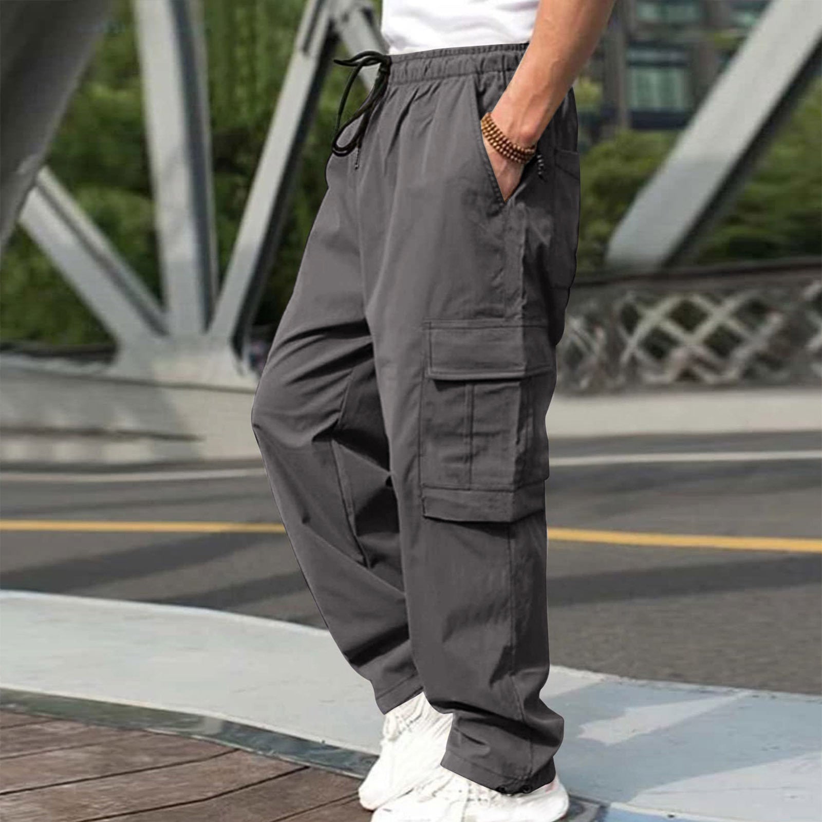 Cargo Pants For Men-Loose Straight Drawstring Trousers Season Prestige