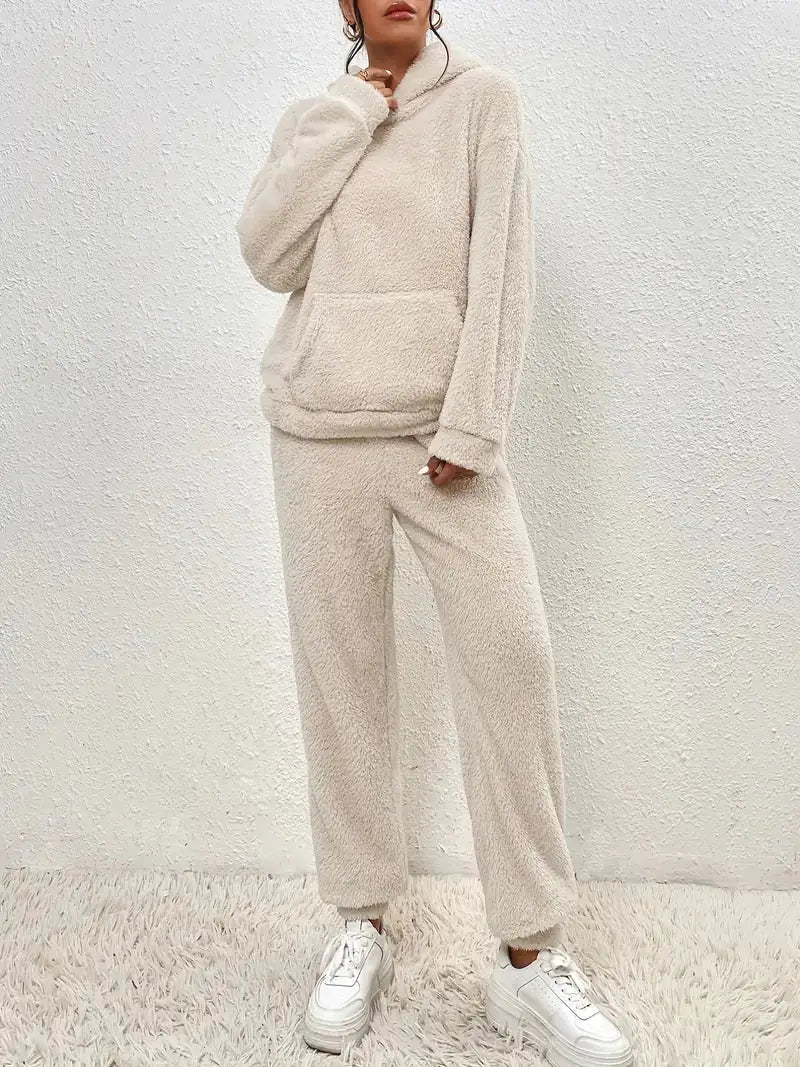 Cozy Two-piece Teddy Winter Set With hood For Women