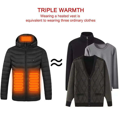 Winter Heated Jacket With Zipper Pockets and adjustable heat settings Men's
