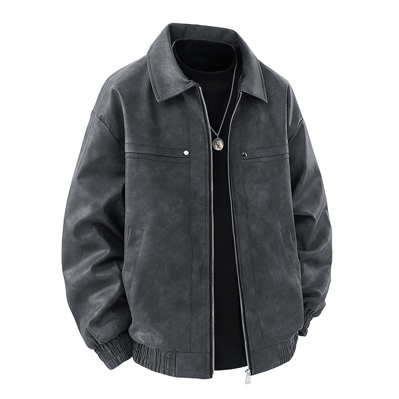 Gray jacket with a collar on a white background