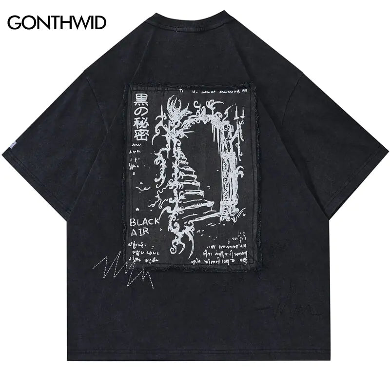 Y2K Hip Hop Patch Oversize T-Shirt For men