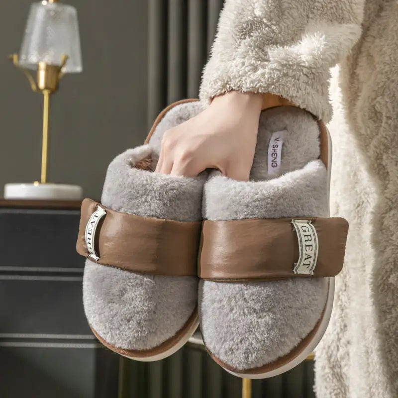 winter Home plush Slipper warm Couple Bedroom Cotton Shoes