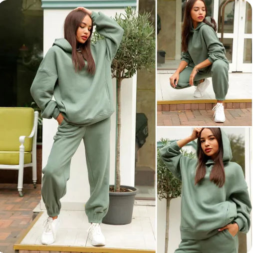 Cozy Hooded Plush Sweatshirt for Women – Casual Sportswear