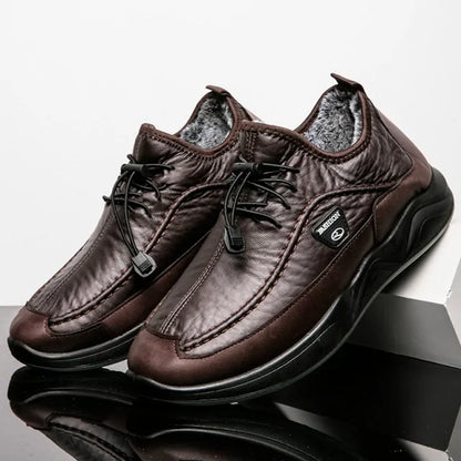 Lace-up Breathable Casual Leather boots mens plush warm Confortable shoes