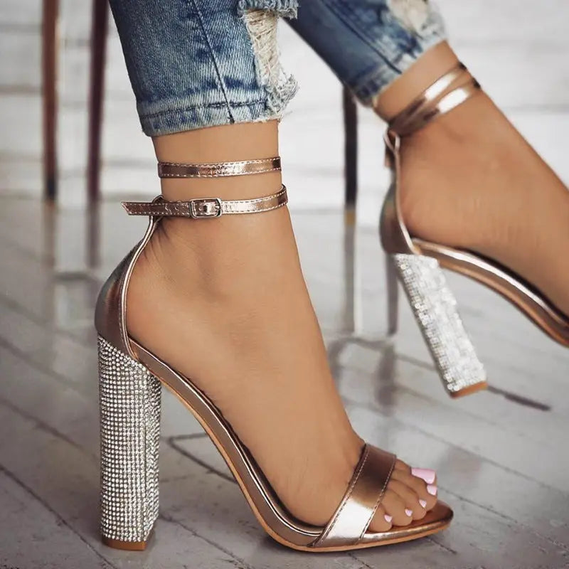 Girls Rhinestone open toes High Heel Shoes - Season Prestige