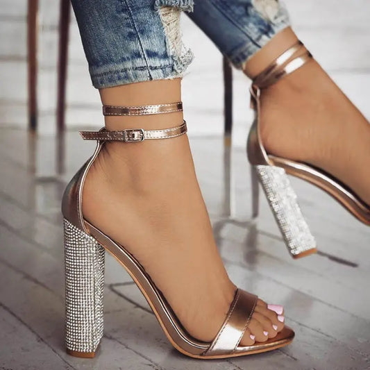 Girls Rhinestone open toes High Heel Shoes - Season Prestige