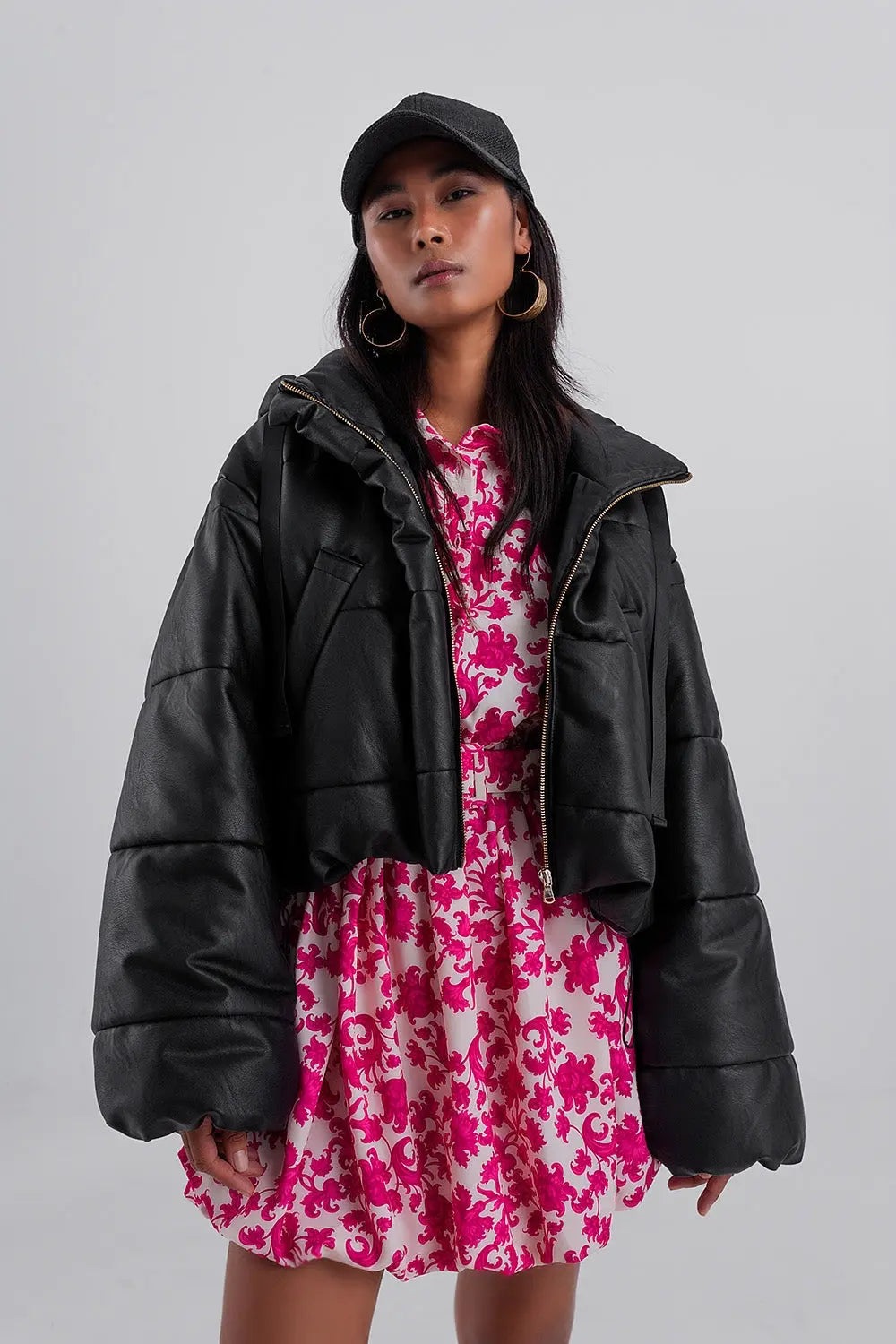 Season Prestige Black Bomber Puffer Jacket | Oversized Urban Style