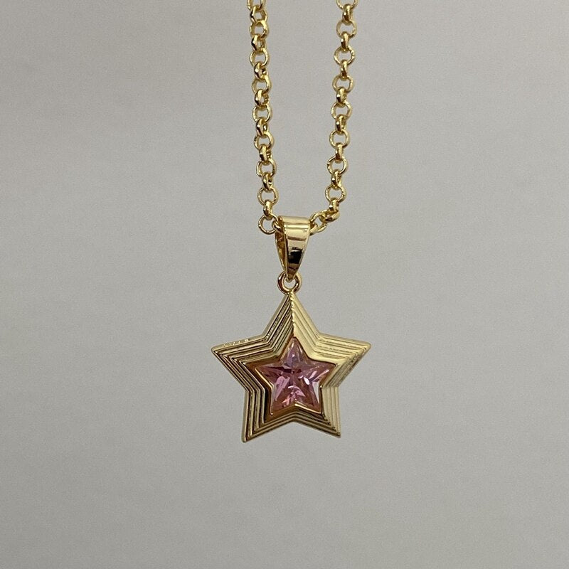 Star Rhinestone Chain Necklace Season Prestige