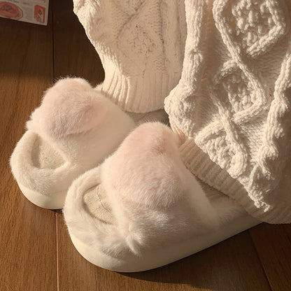 Heart Love Fluffy Fur Slippers Season Prestige