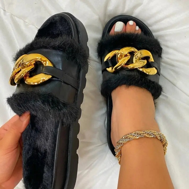 Winter Plush open toes Slippers - Season Prestige