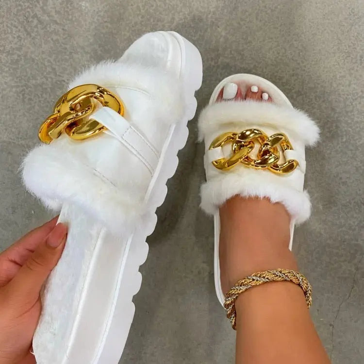 Winter Plush open toes Slippers - Season Prestige