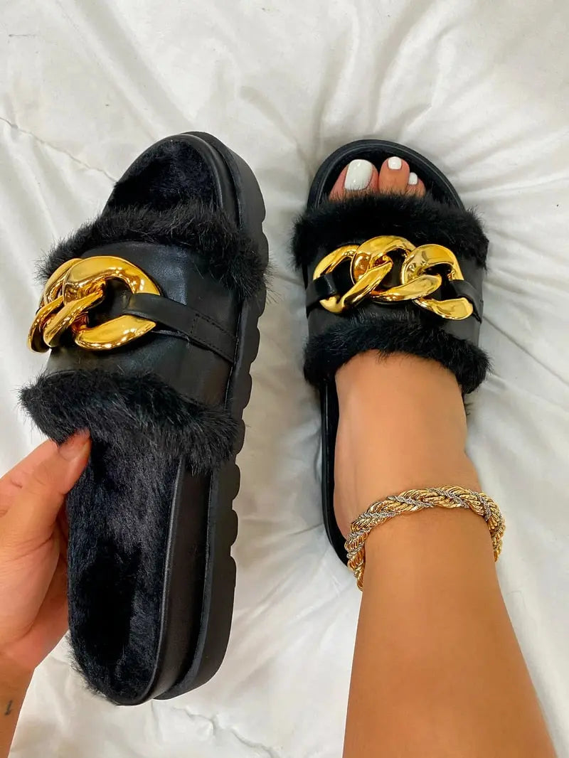 Winter Plush open toes Slippers - Season Prestige