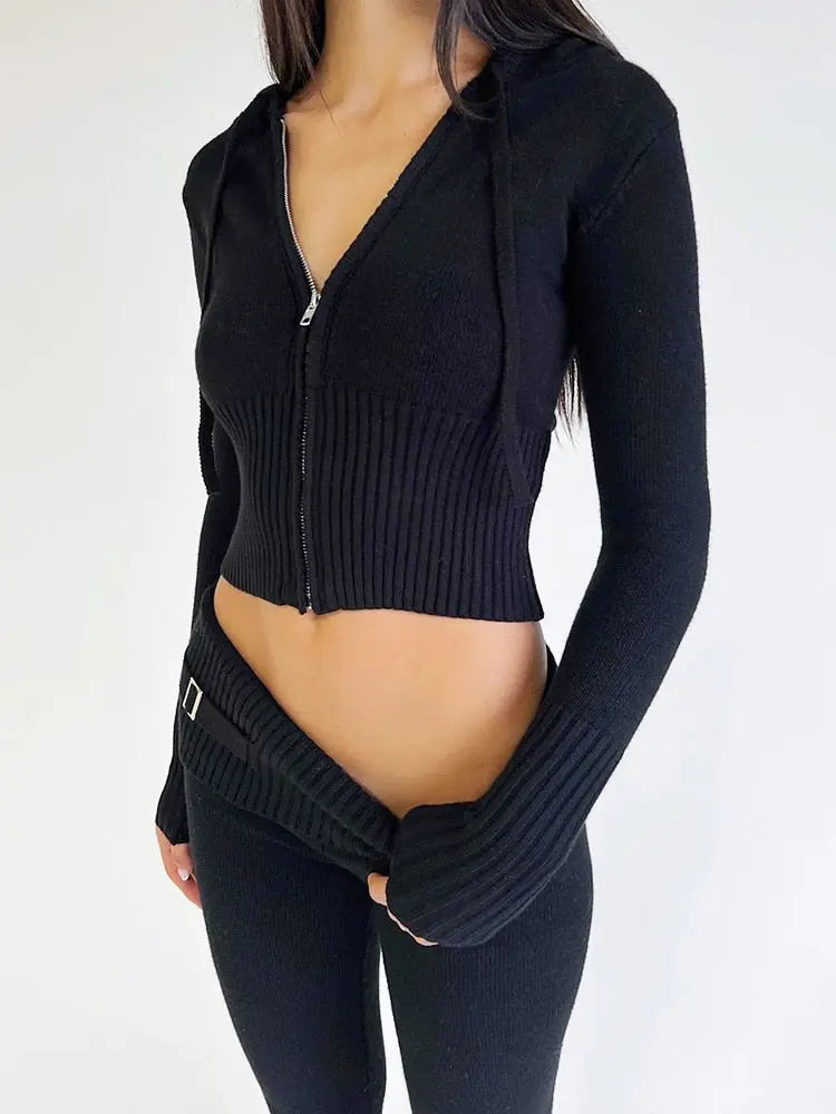 Long Sleeve Zipper Hooded Women Tracksuit - Season Prestige