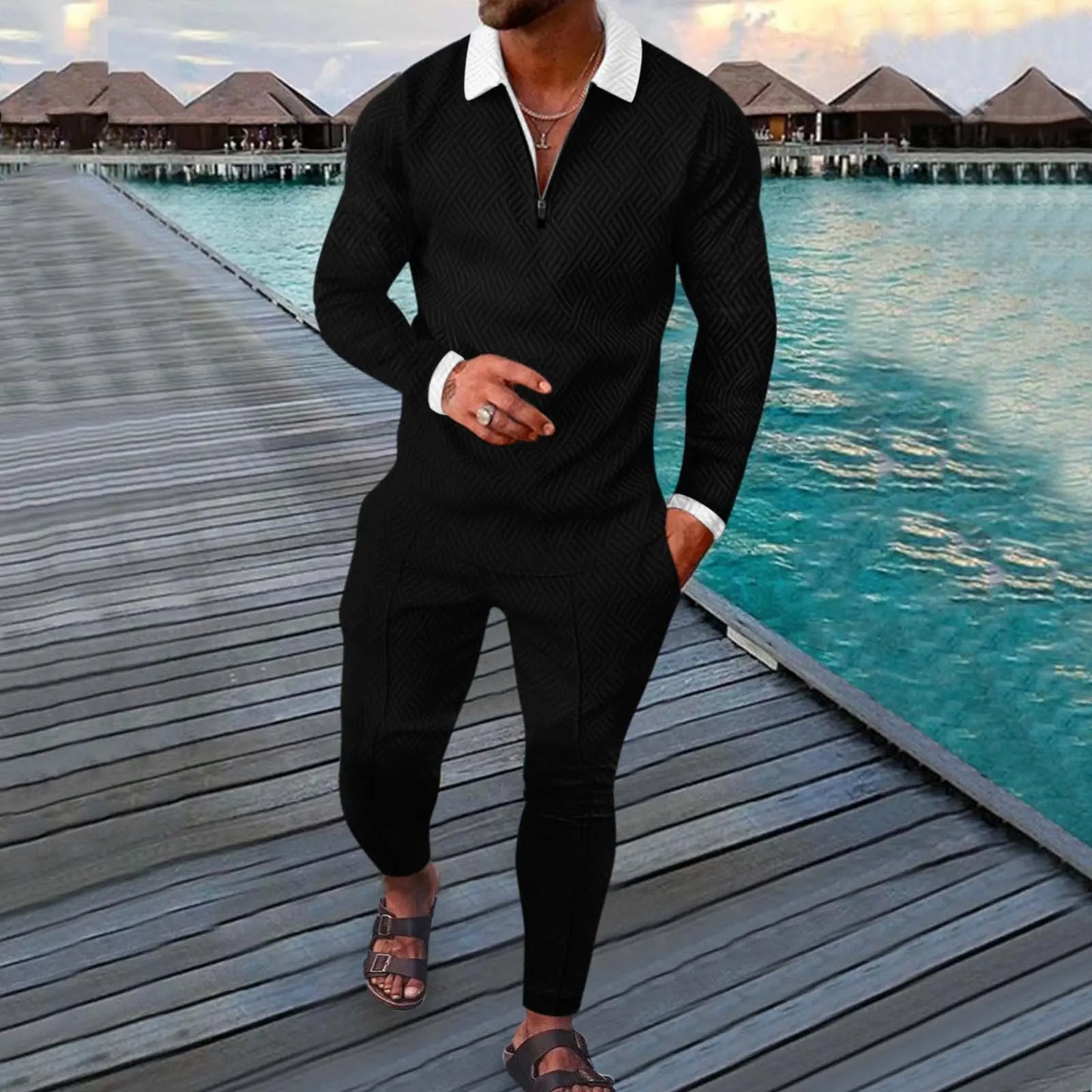 Men V-neck Clothing Sets - Season Prestige