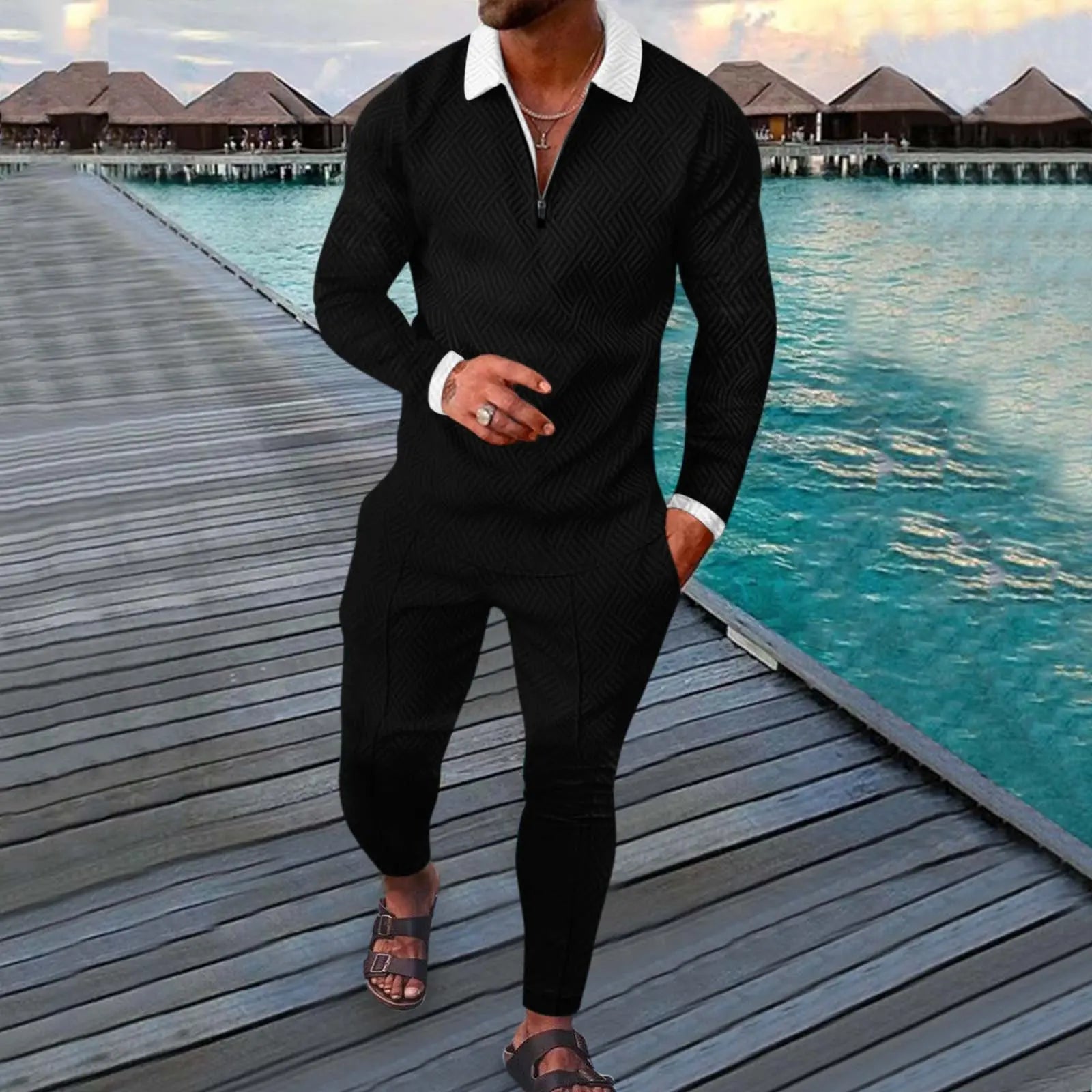 Men V-neck Clothing Sets - Season Prestige