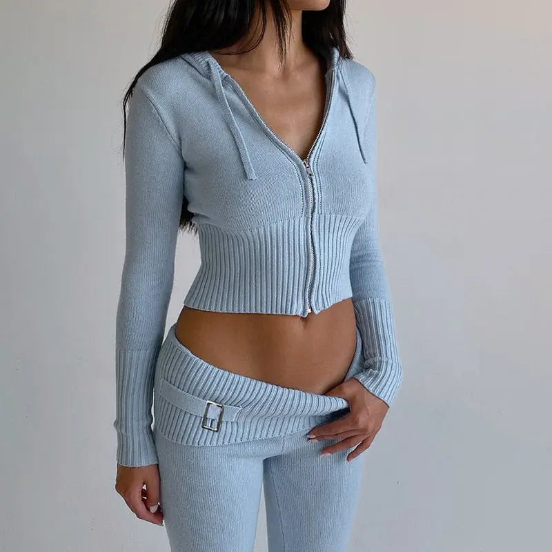 Long Sleeve Zipper Hooded Women Tracksuit - Season Prestige