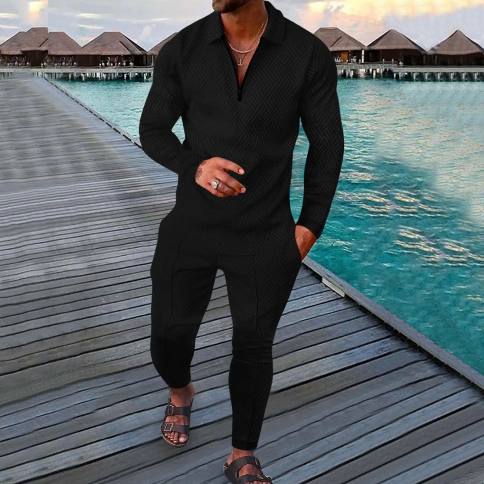 Men V-neck Clothing Sets - Season Prestige