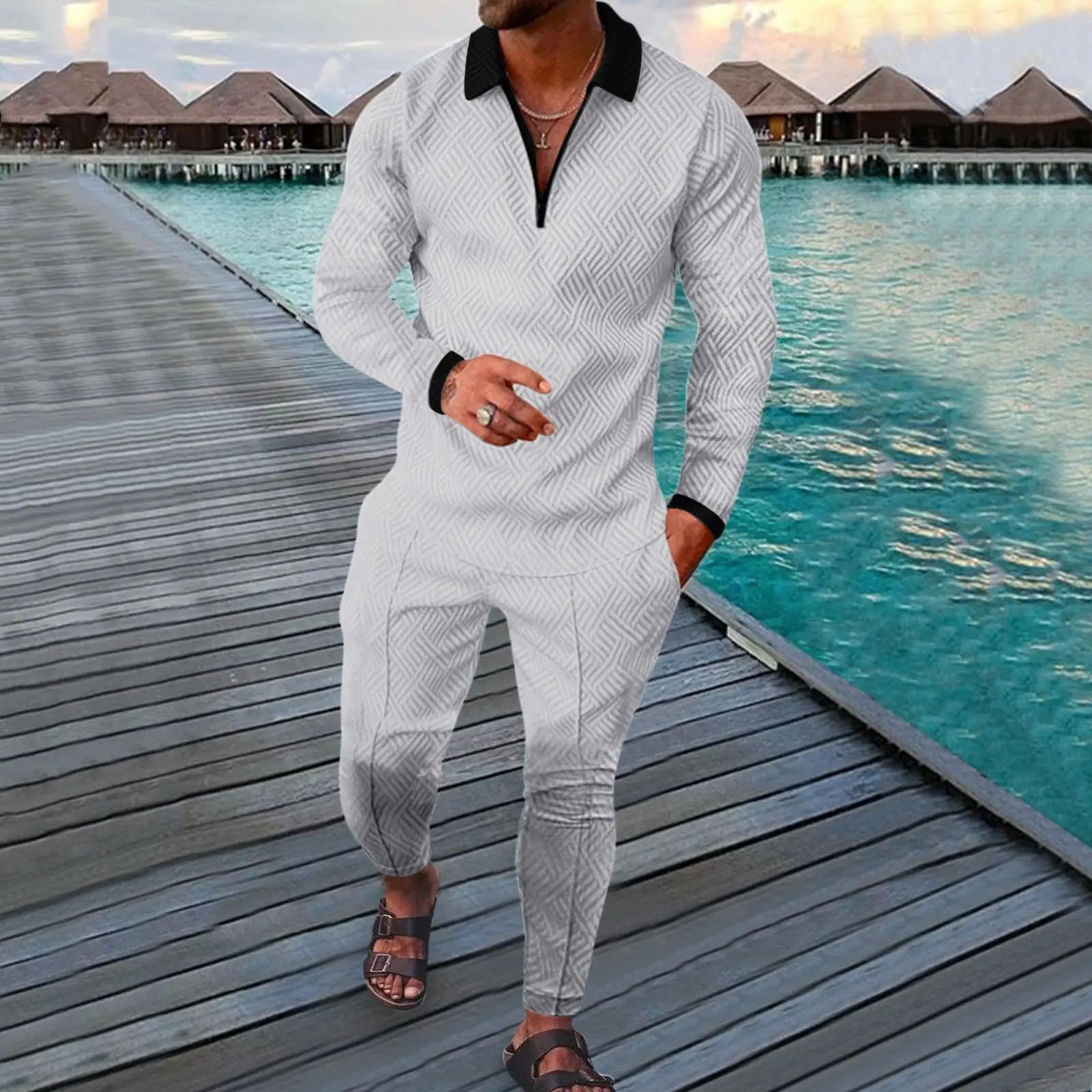 Men V-neck Clothing Sets - Season Prestige