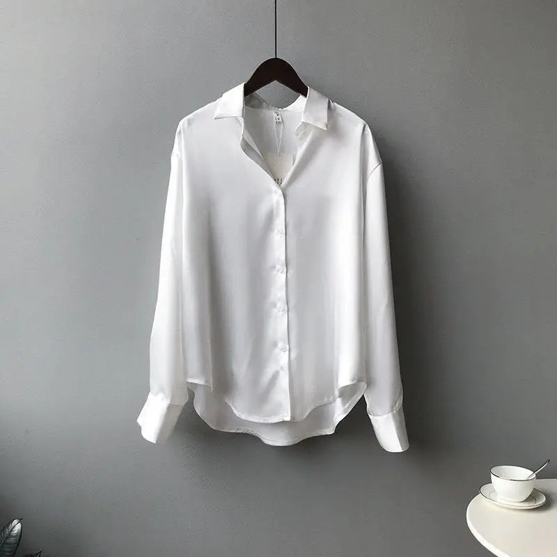 Autumn Silk Shirt Vintage Blouse Women White Lady Long Sleeves Female Loose Shirts women-clothing tops women 2021 women shirts - Season Prestige